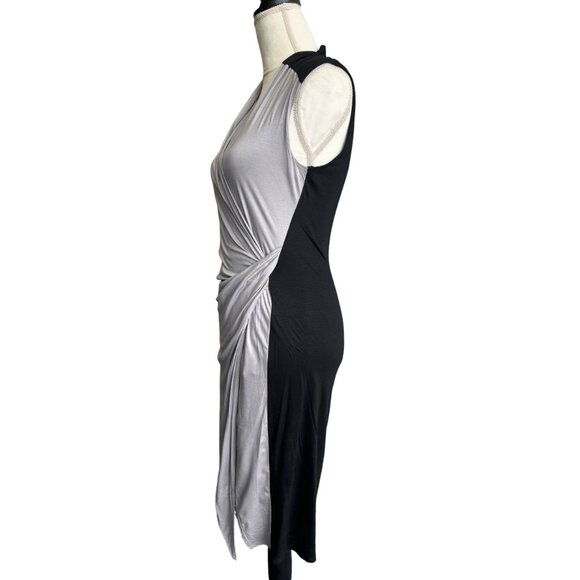 Helmut Lang Womens Grey and Black Sleeveless Wrap Dress With Ruching Size S - Picture 4 of 6